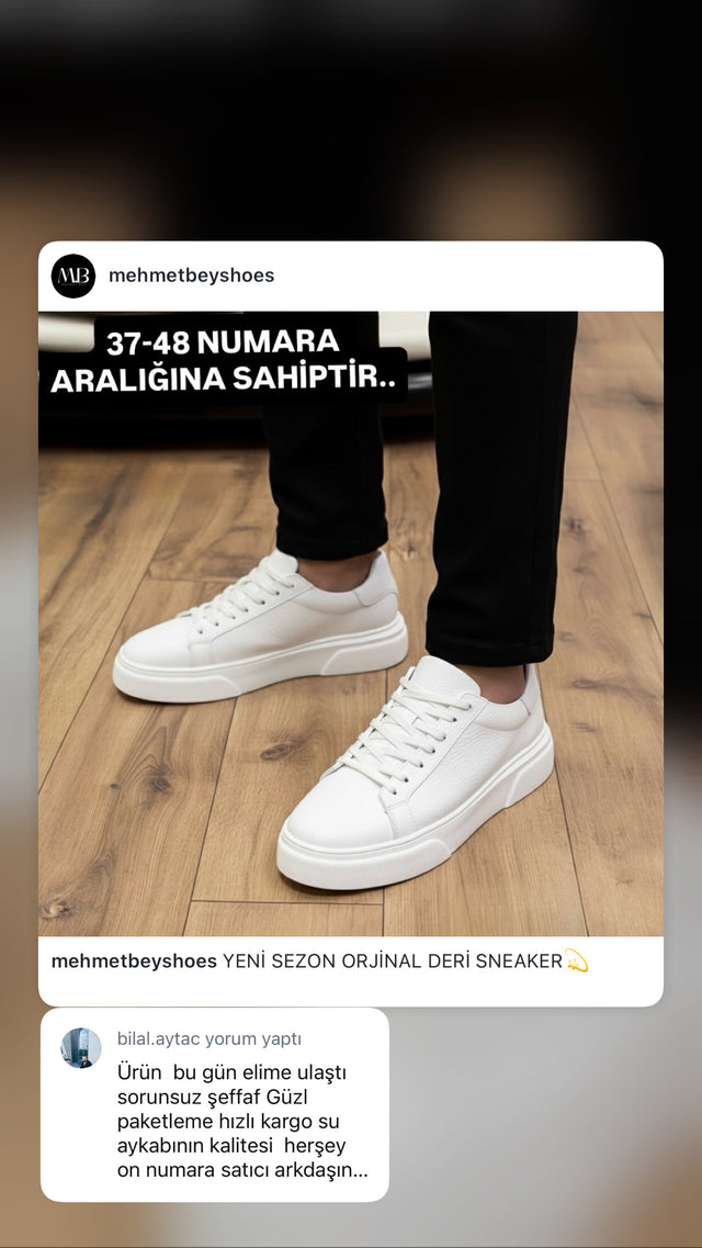 Beyaz hakiki deri erkek sneaker 37-48 numara – sorunsuz teslimat müşteri yorumu | Taşpınar Ayakkabı – müşteri yorumu | Taşpınar Ayakkabı