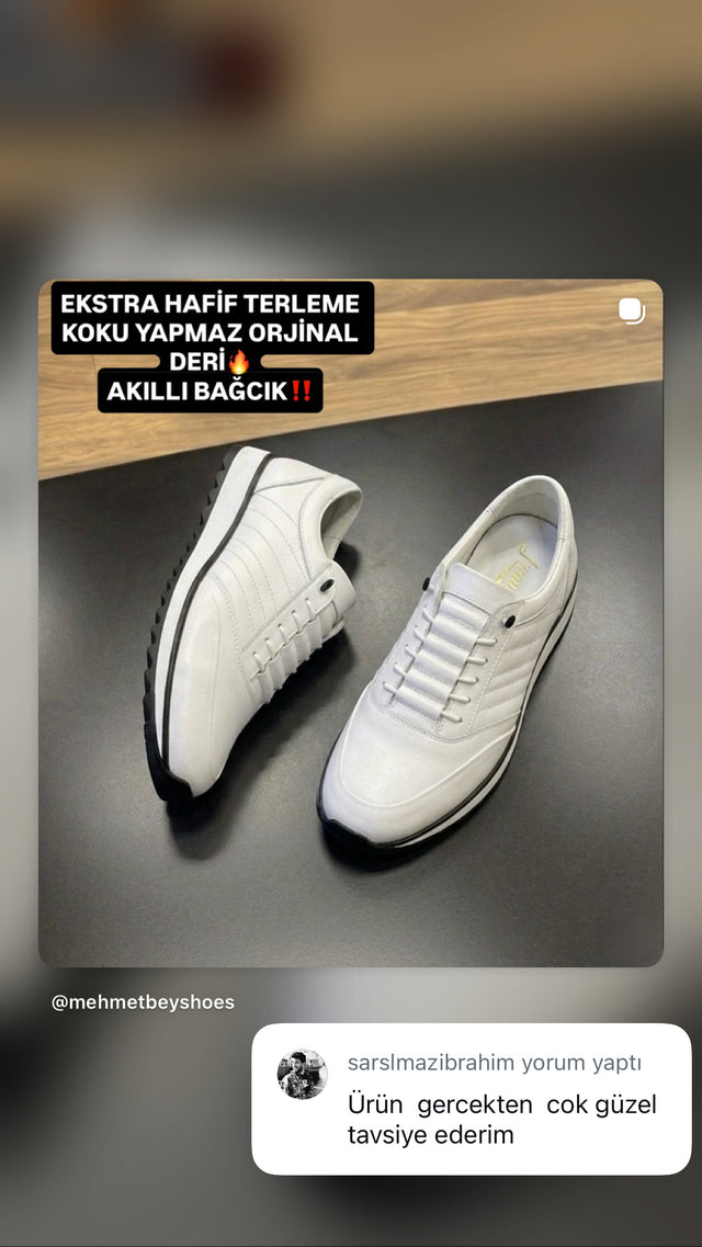 Beyaz kapitone hakiki deri hafif erkek sneaker – müşteri yorumu | Taşpınar Ayakkabı – müşteri yorumu | Taşpınar Ayakkabı