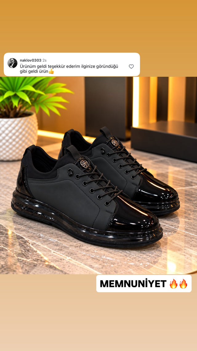 Rugan burunlu siyah hava tabanlı erkek sneaker – görseldeki gibi geldi müşteri yorumu | Taşpınar Ayakkabı – müşteri yorumu | Taşpınar Ayakkabı