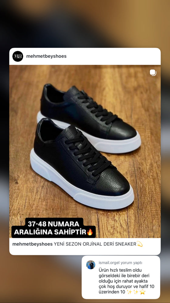 Siyah beyaz tabanlı hakiki deri erkek sneaker 37-48 numara – hızlı teslimat müşteri yorumu | Taşpınar Ayakkabı – müşteri yorumu | Taşpınar Ayakkabı