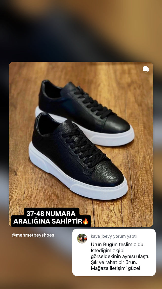 Siyah beyaz tabanlı hakiki deri erkek sneaker – görseldeki gibi geldi müşteri yorumu | Taşpınar Ayakkabı – müşteri yorumu | Taşpınar Ayakkabı