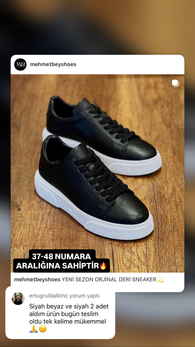 Siyah beyaz tabanlı hakiki deri erkek sneaker – mükemmel müşteri yorumu | Taşpınar Ayakkabı – müşteri yorumu | Taşpınar Ayakkabı