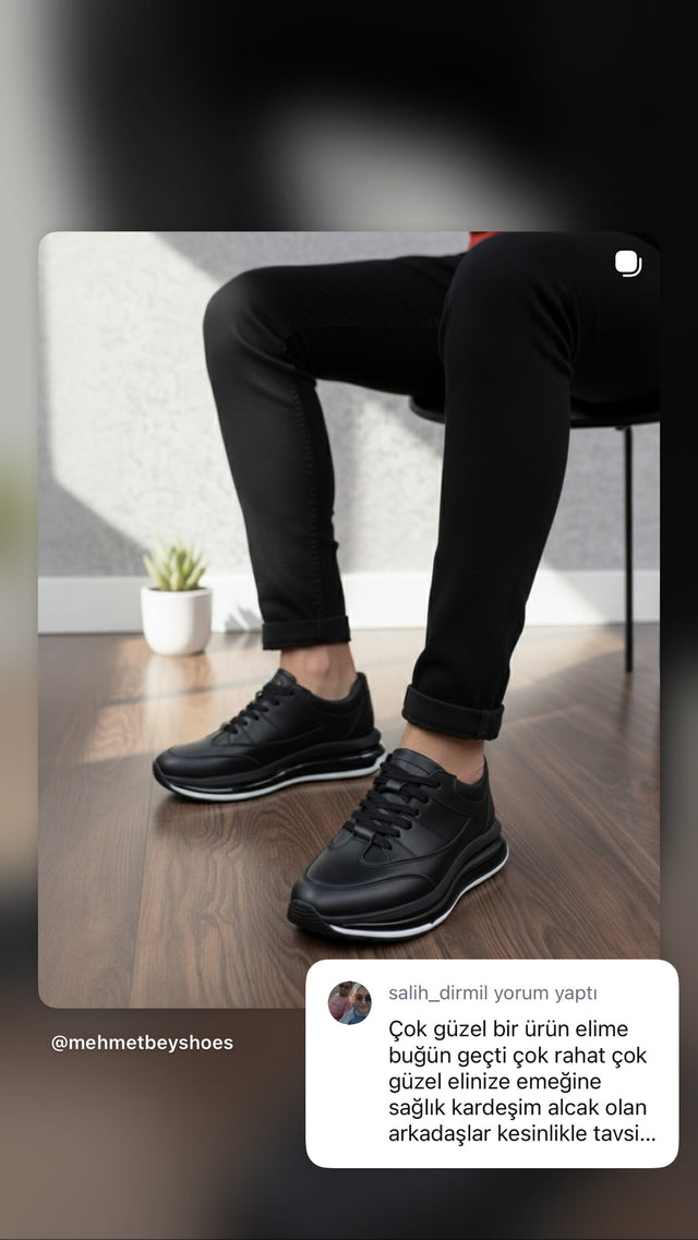 Siyah hakiki deri hava tabanlı erkek sneaker – rahat ve kaliteli müşteri yorumu | Taşpınar Ayakkabı – müşteri yorumu | Taşpınar Ayakkabı