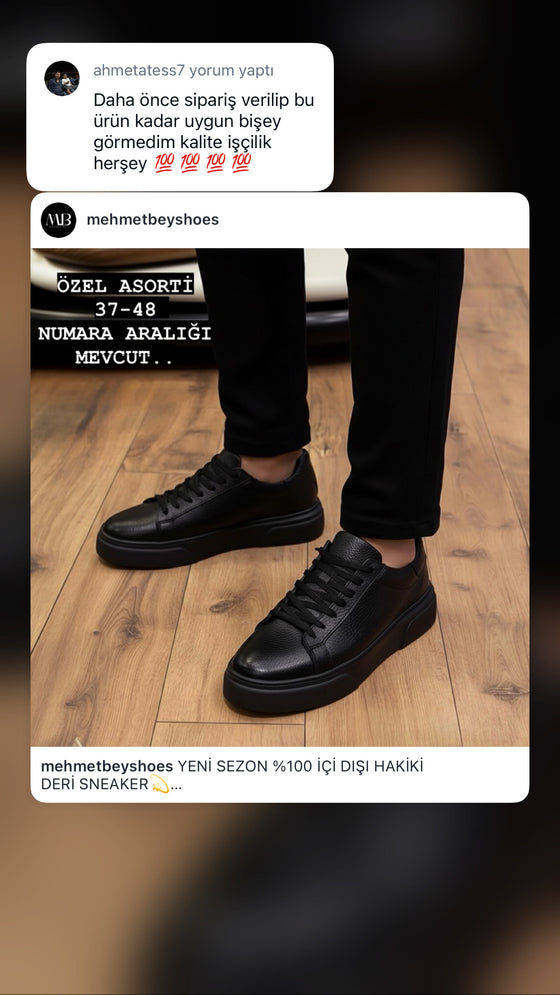 Siyah hakiki deri kalın tabanlı erkek sneaker – kalite ve işçilik müşteri yorumu | Taşpınar Ayakkabı – müşteri yorumu | Taşpınar Ayakkabı
