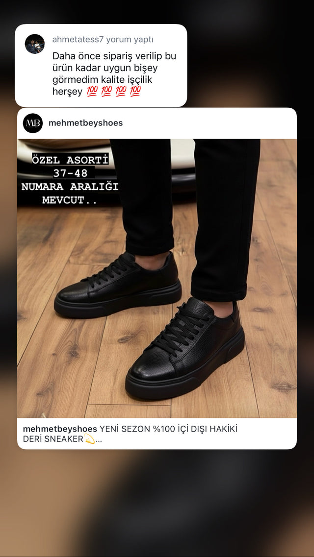 Siyah hakiki deri kalın tabanlı erkek sneaker – kalite ve işçilik müşteri yorumu | Taşpınar Ayakkabı – müşteri yorumu | Taşpınar Ayakkabı