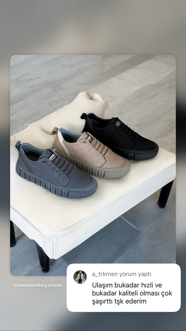 Gri bej siyah süet erkek sneaker – hızlı kargo müşteri yorumu | Taşpınar Ayakkabı – müşteri yorumu | Taşpınar Ayakkabı