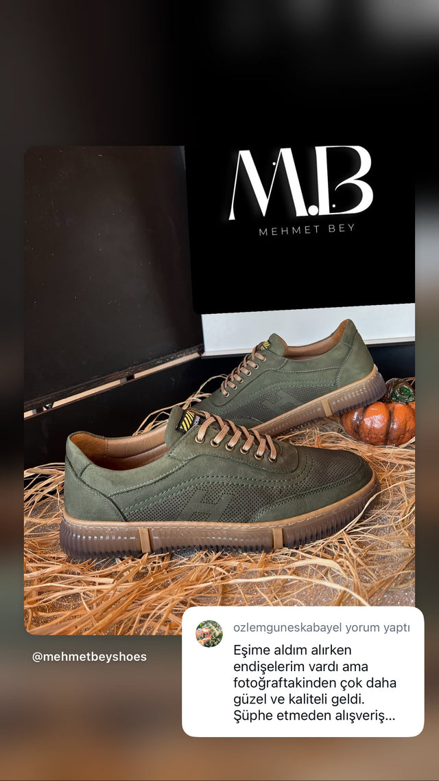 Yeşil nubuk erkek sneaker – fotoğraftakinden daha kaliteli müşteri yorumu | Taşpınar Ayakkabı – müşteri yorumu | Taşpınar Ayakkabı